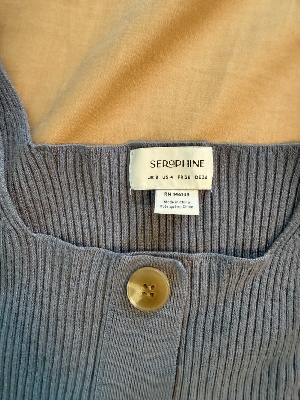 Seraphine Ribbed Button-Front  — blue - Picture 2 of 2